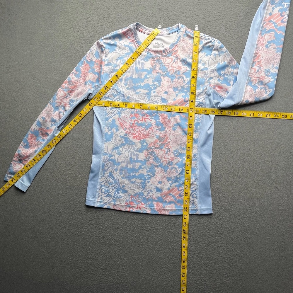 Huk Women Fishing Shirt Blue Coral Camo Polyester Small Performance Long Sleeve - Picture 4 of 8